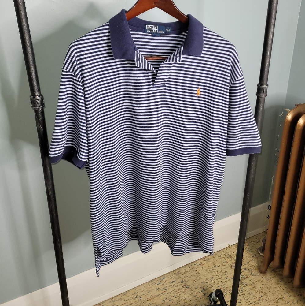 Blue striped polo. XXL polo by Ralph Lauren